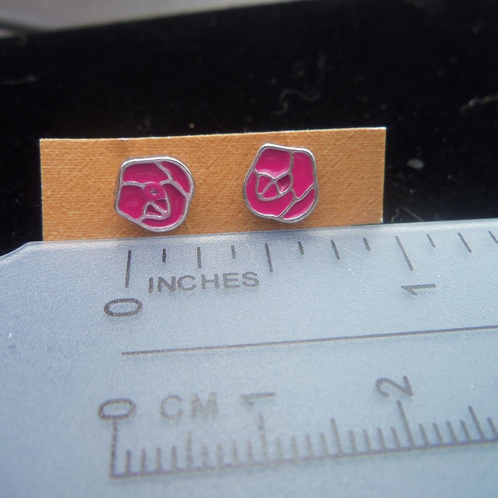 Pink Flower Pierced Earrings